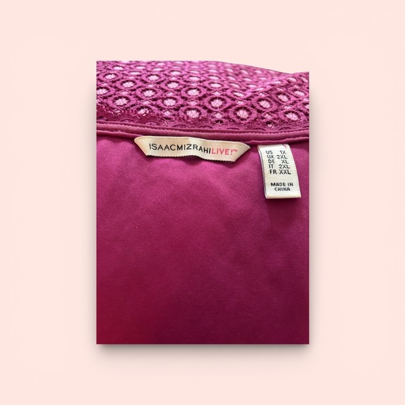 Isaac Mizrahi Live Lace Overlay Dress 1X Raspberry Pink Sleeveless Sheath - Picture 5 of 6